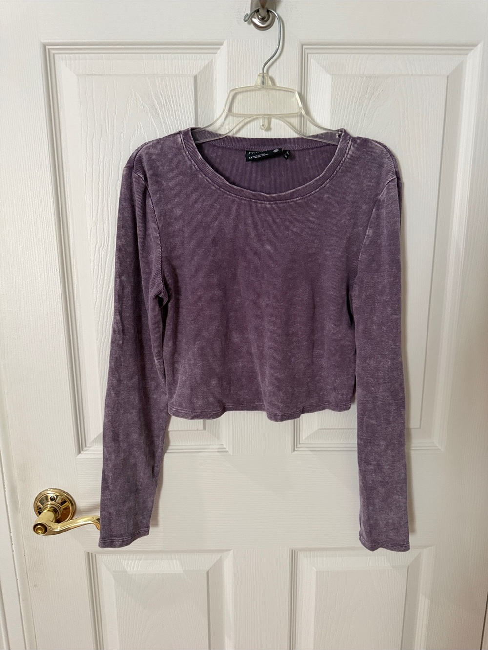 Ninth hall Washed Purple Long-Sleeve Crop Top medium